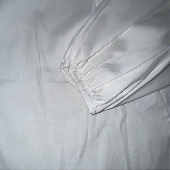 White House Black Market White Long Sleeve Button Up Shirt Blouse Lace Sleeve 2 - Picture 3 of 9